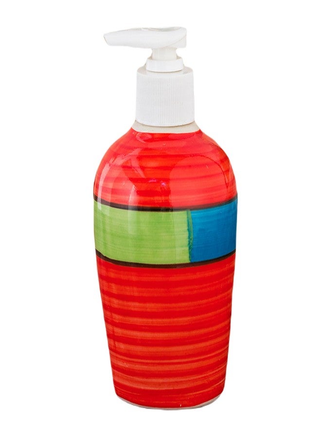 KunhaR Ceramic Long-Lasting Liquid Handwash Soap Dispenser for Bathroom | Handwash Bottle for Kitchen | Soap Dispenser for Wash Basin | Bathroom Accessories | 300 ml, Red Multicolor - Image 3